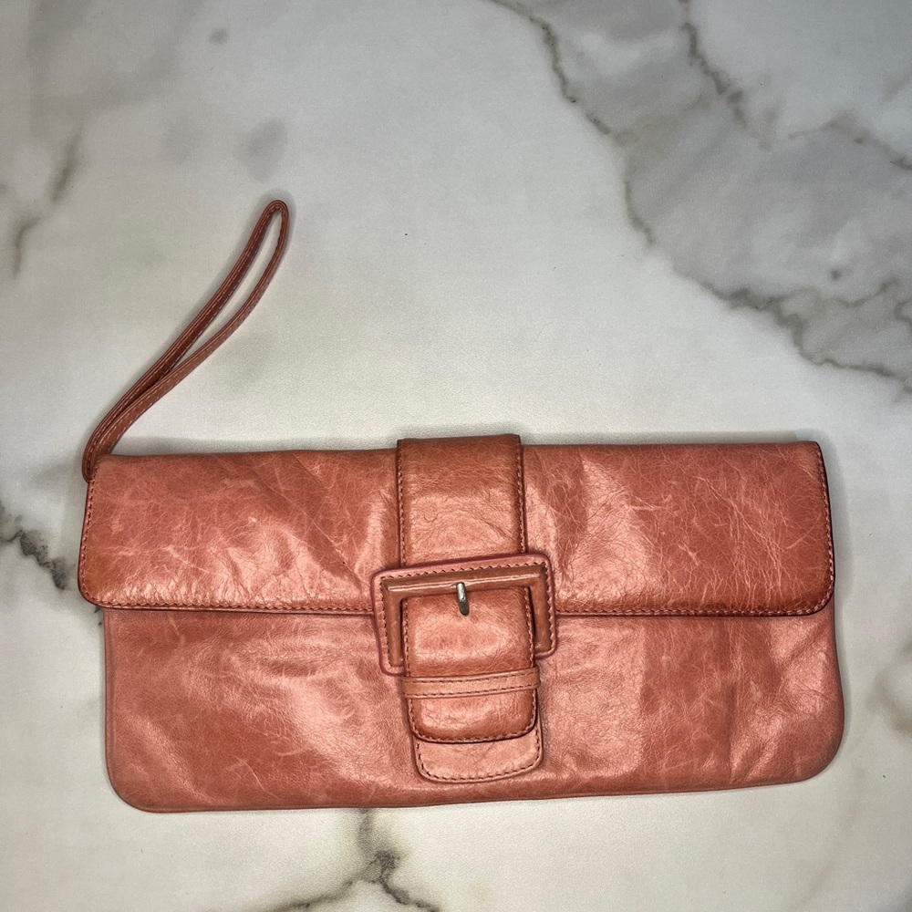 Vintage HOBO Coral Leather Clutch